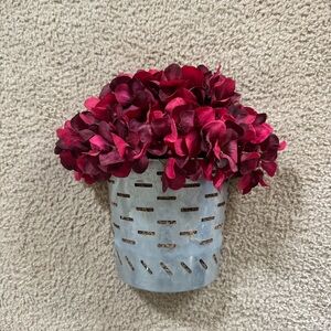 Elegant Burgundy Floral Arrangement in Silver hanging  Vase